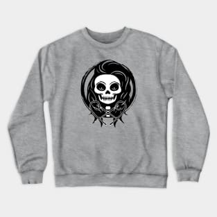 Female Craft Artist Skull and Needles Black Logo Crewneck Sweatshirt